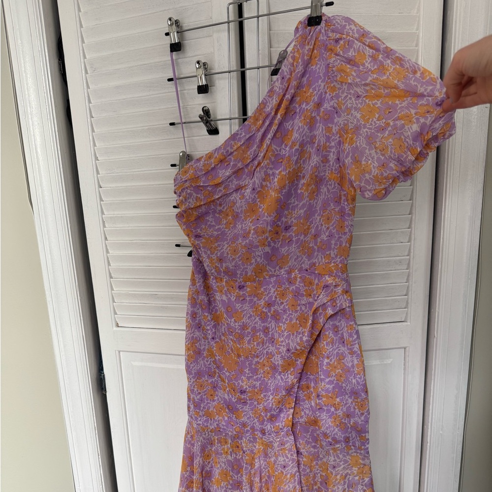 Astr One-Shoulder Floral Dress in Purple and Orange